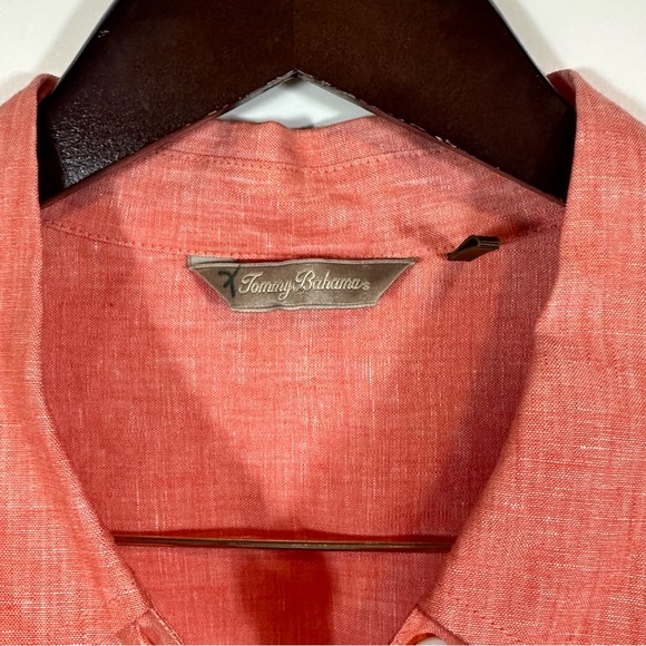 Tommy Bahama Women’s 100% Linen Classic Button Down Blouse Coral Pink Size L - Picture 4 of 10